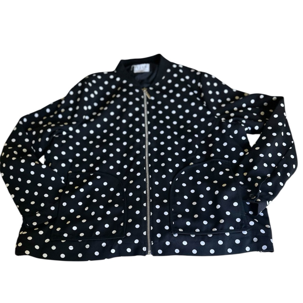 Ellie black and white polka dot bomber jacket